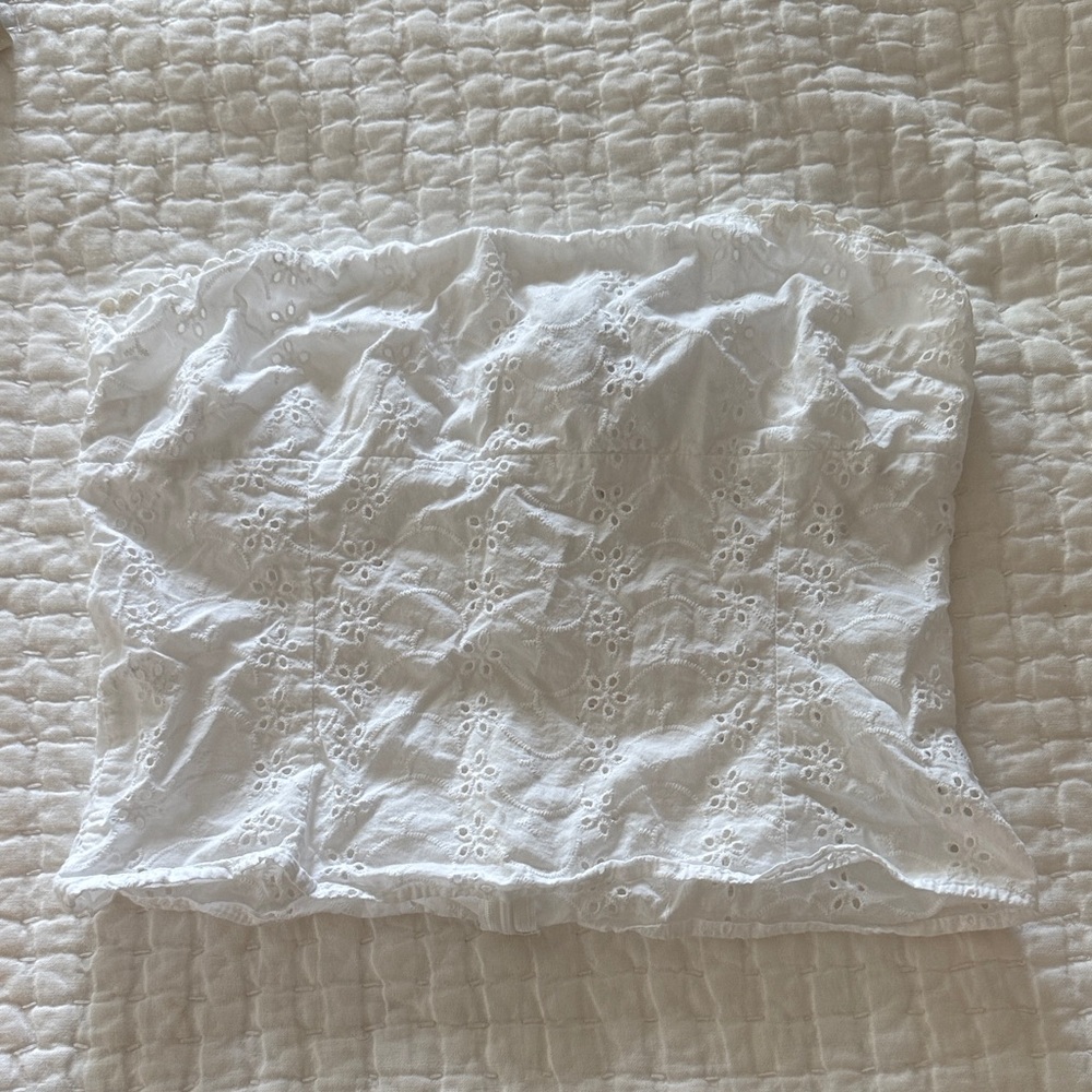 Princess Polly White Strapless Eyelet Top